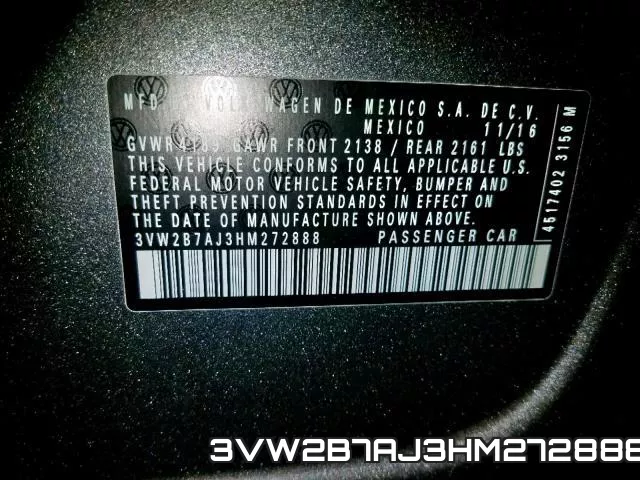 3VW2B7AJ3HM272888 фото 2