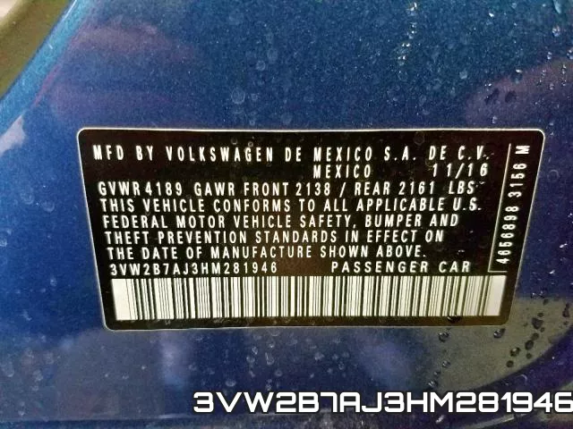 3VW2B7AJ3HM281946 фото 2