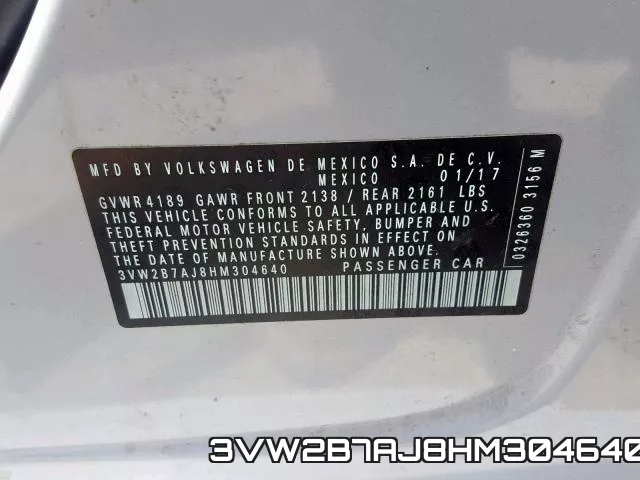 3VW2B7AJ8HM304640 фото 2