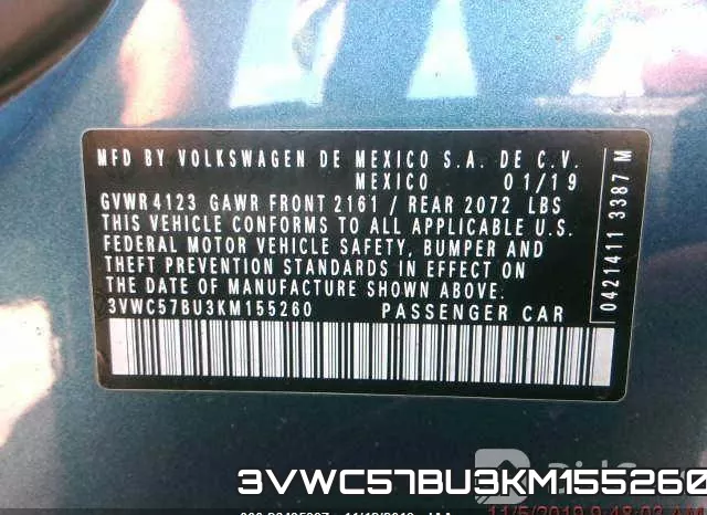 3VWC57BU3KM155260 фото 10