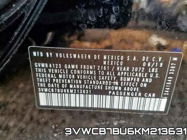 3VWCB7BU6KM213631 фото 2