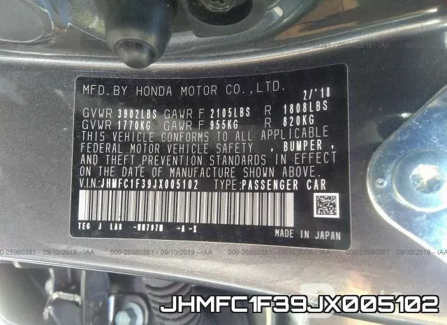 JHMFC1F39JX005102 фото 9