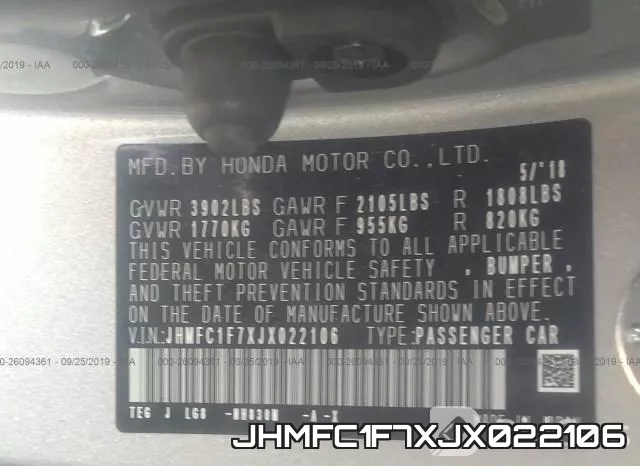 JHMFC1F7XJX022106 фото 10
