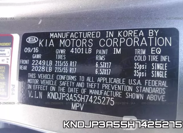 KNDJP3A55H7425275 фото 10