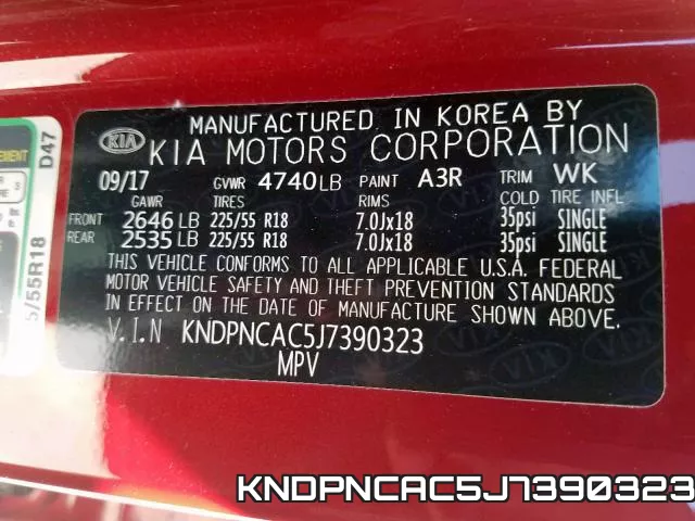 KNDPNCAC5J7390323 фото 2