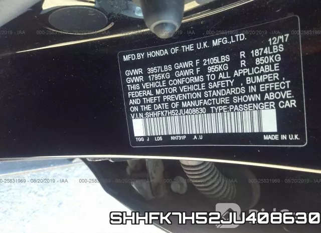 SHHFK7H52JU408630 фото 10