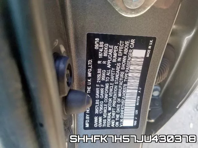 SHHFK7H57JU430378 фото 2