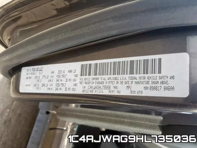 1C4AJWAG9HL735036 фото 2