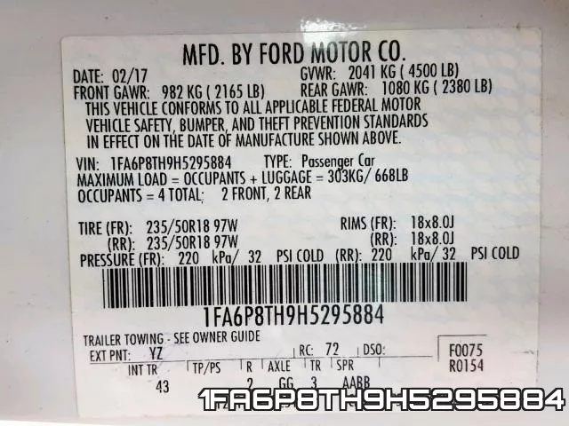 1FA6P8TH9H5295884 фото 2