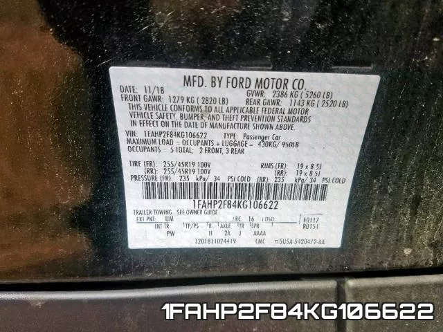 1FAHP2F84KG106622 фото 2