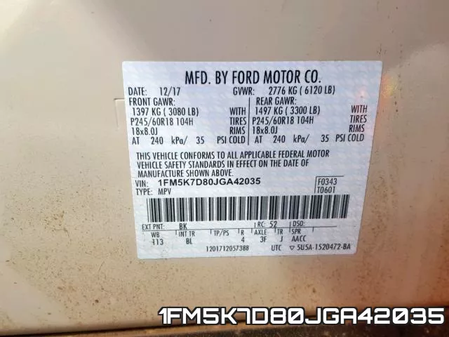 1FM5K7D80JGA42035 фото 2