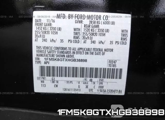 1FM5K8GTXHGB38898 фото 9