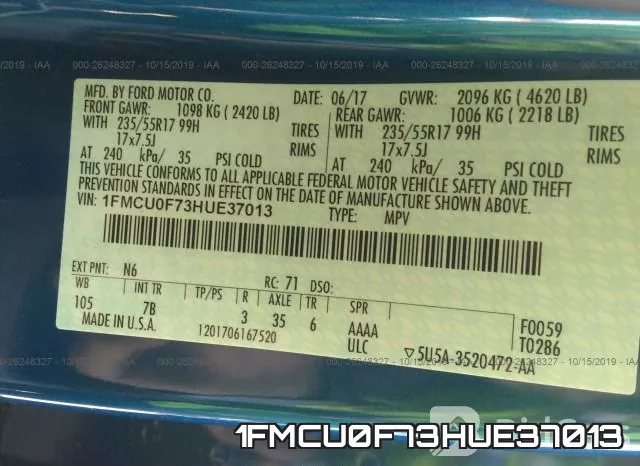 1FMCU0F73HUE37013 фото 10