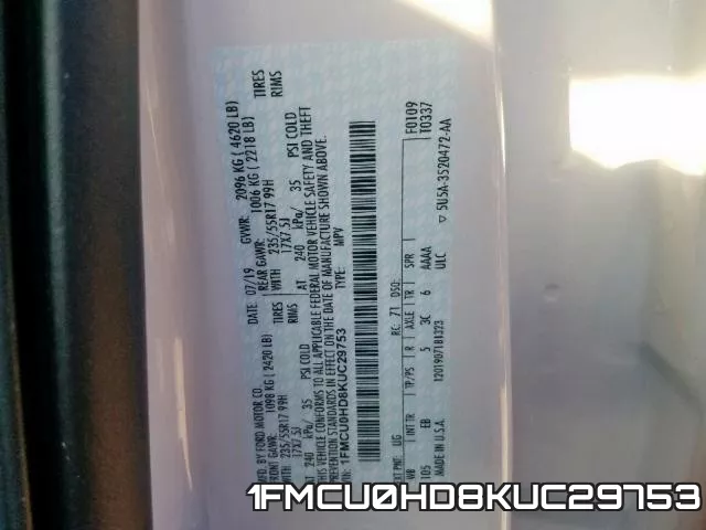 1FMCU0HD8KUC29753 фото 2