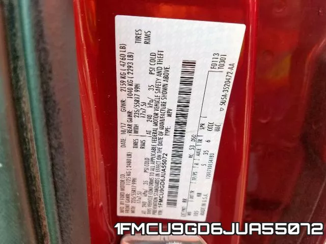 1FMCU9GD6JUA55072 фото 2
