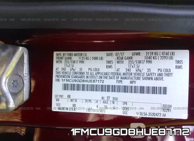 1FMCU9GD8HUE87172 фото 10