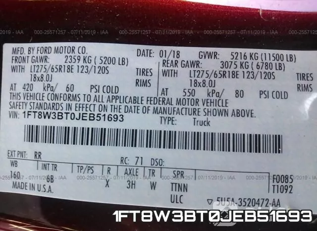 1FT8W3BT0JEB51693 фото 10
