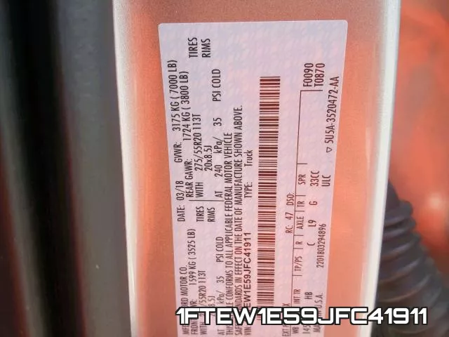 1FTEW1E59JFC41911 фото 2