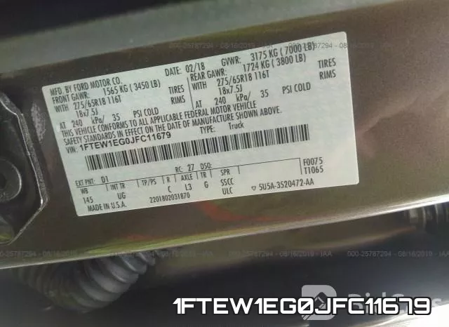 1FTEW1EG0JFC11679 фото 10