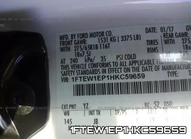 1FTEW1EP1HKC59659 фото 9