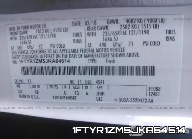 1FTYR1ZM5JKA64514 фото 10