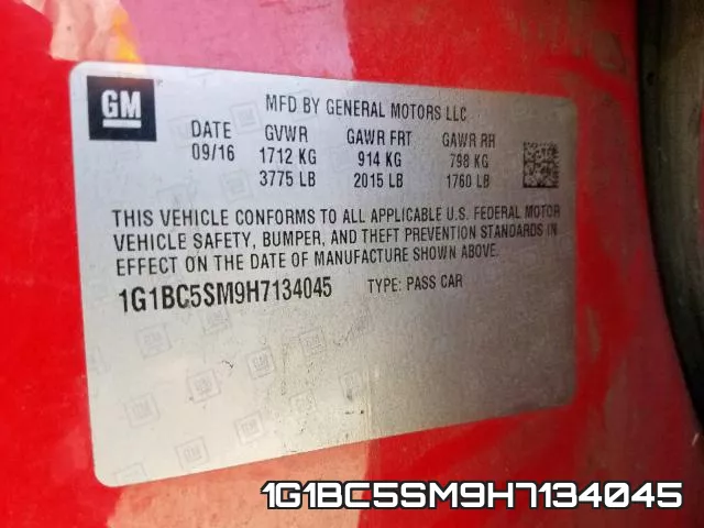 1G1BC5SM9H7134045 фото 2