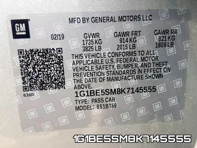 1G1BE5SM8K7145555 фото 2
