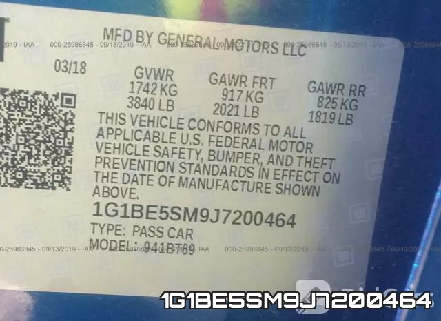 1G1BE5SM9J7200464 фото 10