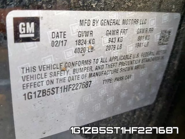 1G1ZB5ST1HF227687 фото 2
