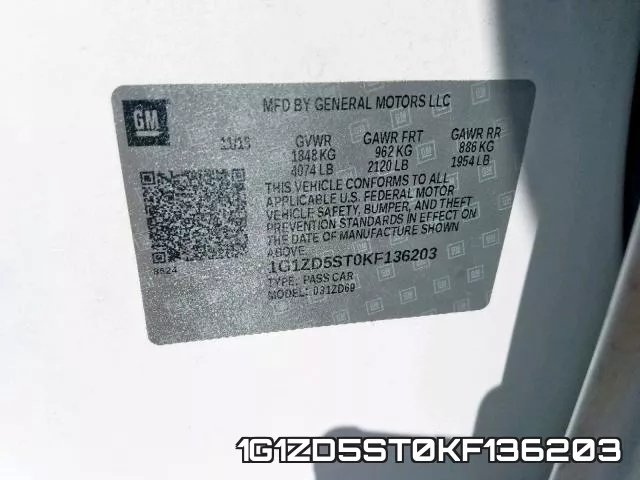 1G1ZD5ST0KF136203 фото 2