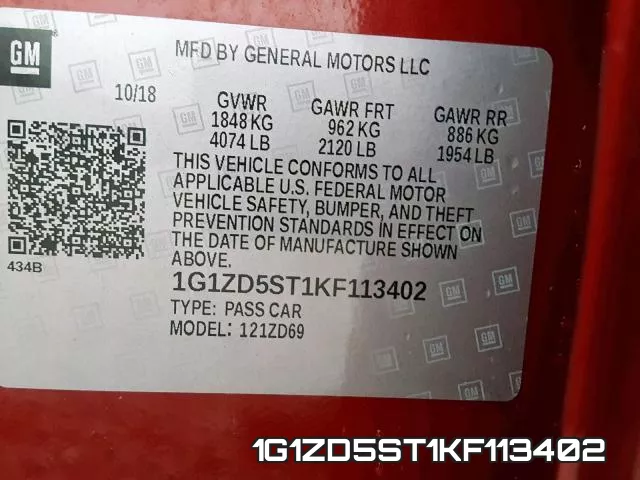 1G1ZD5ST1KF113402 фото 2