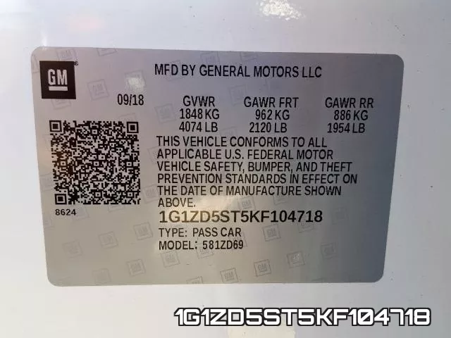 1G1ZD5ST5KF104718 фото 2