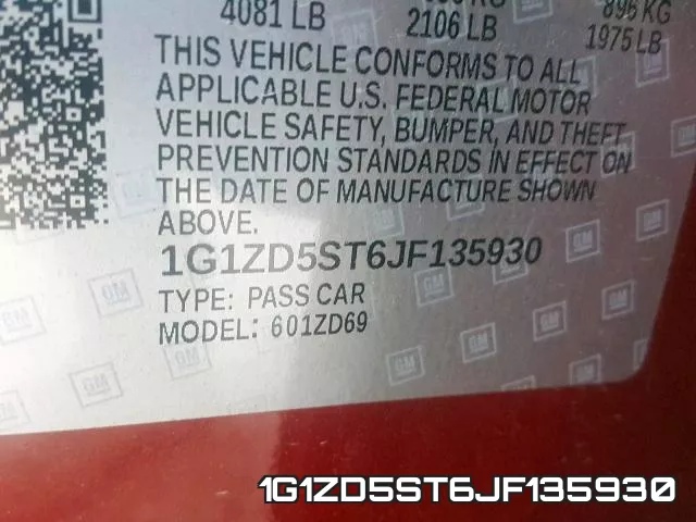 1G1ZD5ST6JF135930 фото 2