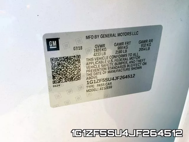 1G1ZF5SU4JF264512 фото 2