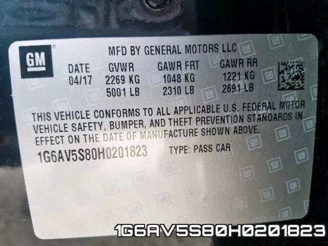 1G6AV5S80H0201823 фото 2