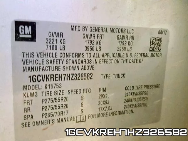 1GCVKREH7HZ326582 фото 2