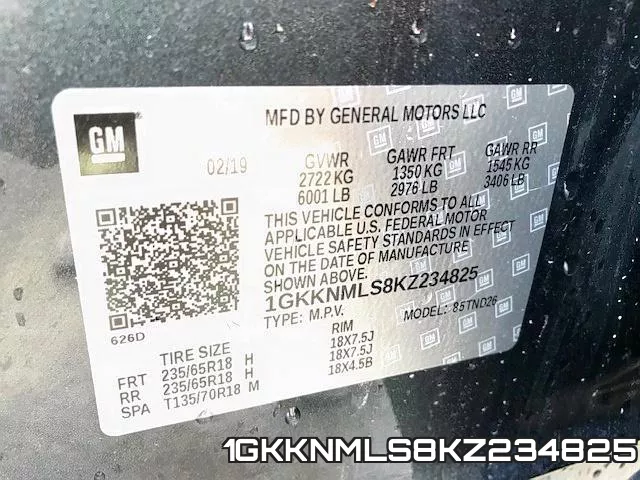 1GKKNMLS8KZ234825 фото 2