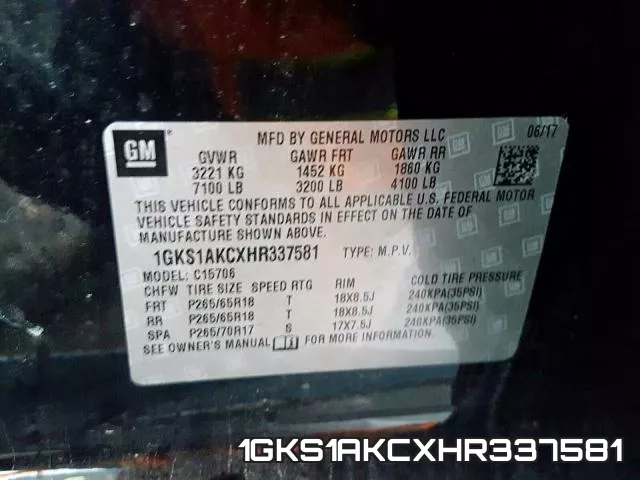 1GKS1AKCXHR337581 фото 2