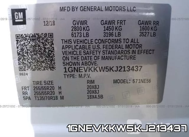 1GNEVKKW5KJ213437 фото 10