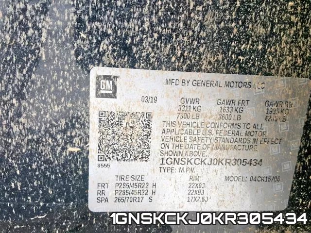 1GNSKCKJ0KR305434 фото 2