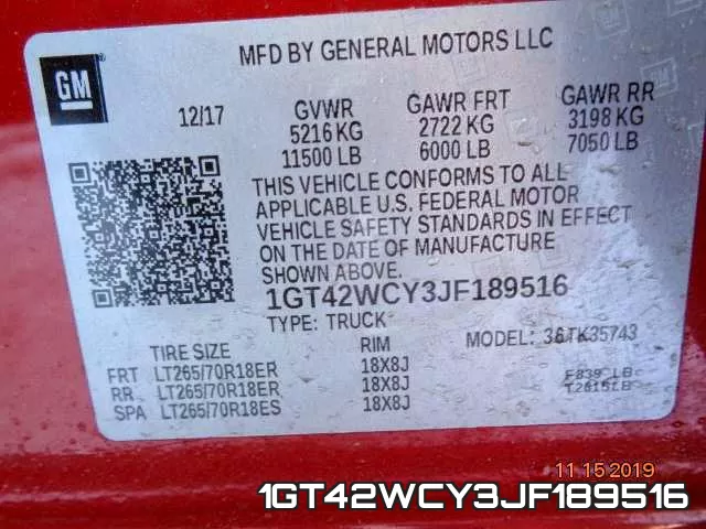 1GT42WCY3JF189516 фото 2