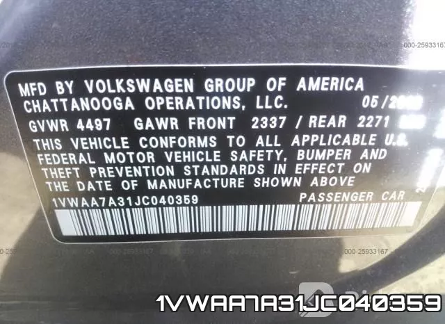 1VWAA7A31JC040359 фото 10