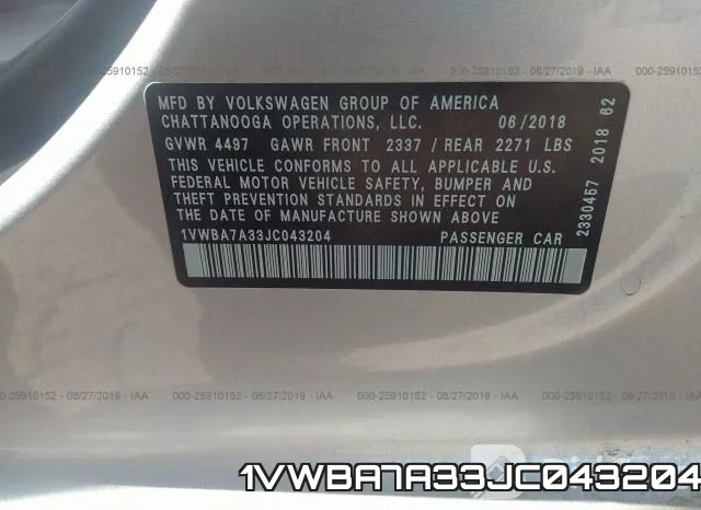1VWBA7A33JC043204 фото 10