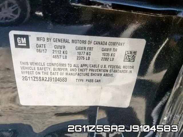 2G11Z5SA2J9104583 фото 2
