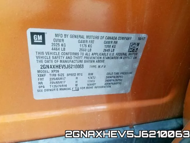 2GNAXHEV5J6210063 фото 2