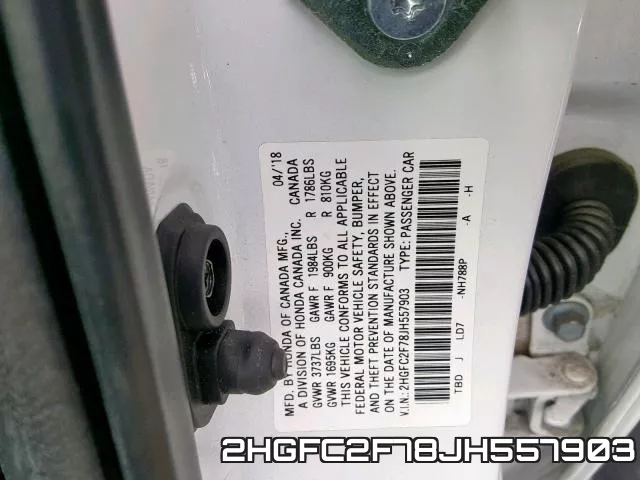 2HGFC2F78JH557903 фото 2