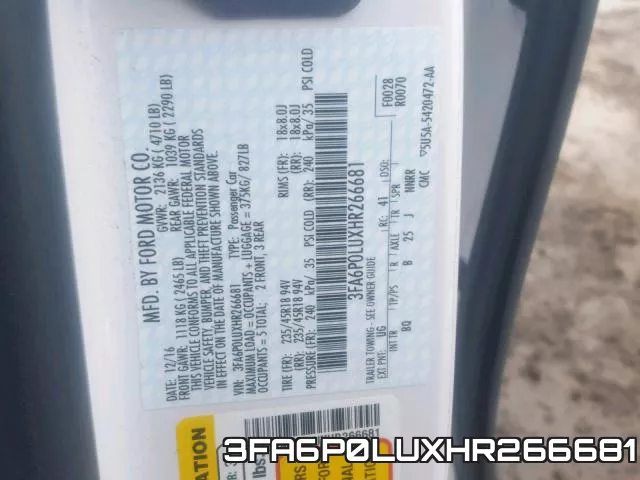 3FA6P0LUXHR266681 фото 2