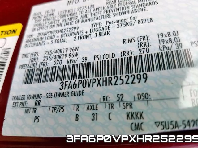 3FA6P0VPXHR252299 фото 2