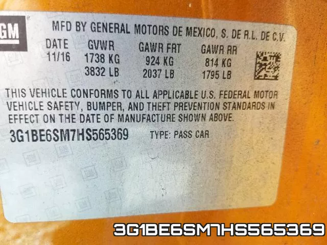 3G1BE6SM7HS565369 фото 2