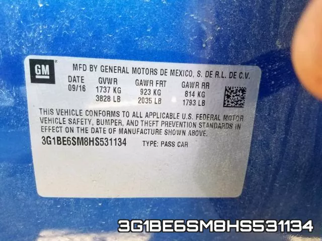 3G1BE6SM8HS531134 фото 2